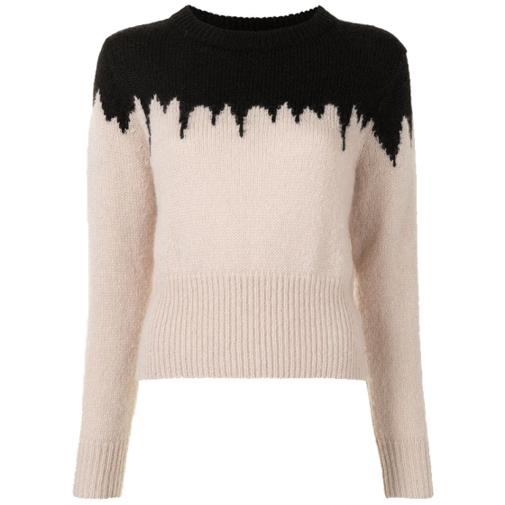 Custom Two Tone Knit Women Intarsia Pullover Jumper Wool Cashmere Cotton Cropped Sweater